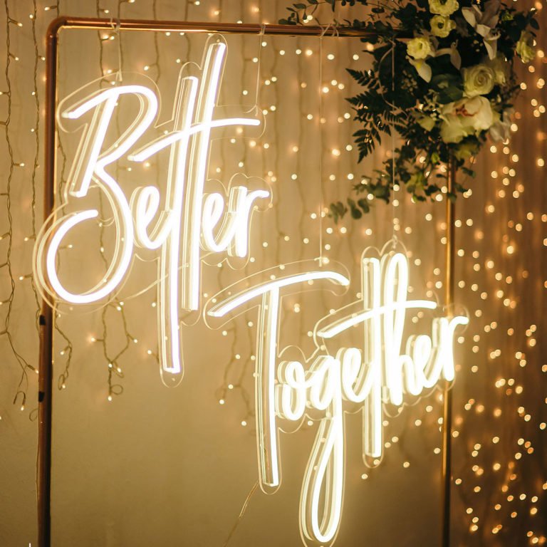 Better together sign with copper structure