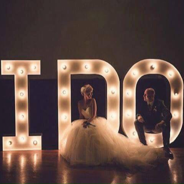 Big I DO in lights letters
